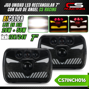 JUEGO DE UNIDADES LED 7" RECTANGULARES CON OJO DE ANGEL CS RACING CS7INCH016