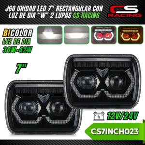 JUEGO DE UNIDADES LED 7" RECTANGULARES "W" CS RACING CS7INCH023