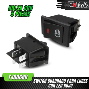 SWITCH CUADRADO PARA LUCES CON LED ROJO YJ006RD