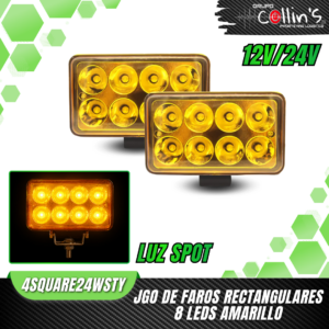 JUEGO DE FAROS RECTANGULARES 8 LEDS 4SQUARE24WSTY