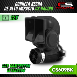 CORNETA NEGRA DE ALTO IMPACTO CON COMPRESOR INTEGRADO CS RACING CS609BK