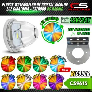 PLAFON LED WATERMELON DE CRISTAL BICOLOR LUZ GIRATORIA + ESTROBO CS9415