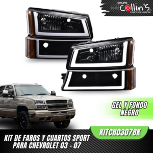 KIT DE FAROS Y CUARTOS SPORT PARA CHEVROLET 03-07 KITCH0307BK