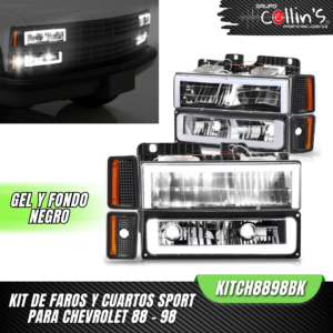 KIT DE FAROS Y CUARTOS SPORT PARA CHEVROLET 88/98 KITCH8898BK