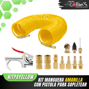 KIT MANGUERA AMARILLA CON PISTOLA PARA SOPLETEAR