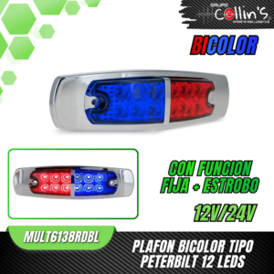 PLAFON TIPO PETERBILT 12 LEDS MULT6138RDBL