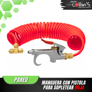 MANGUERA ROJA CON PISTOLA PARA SOPLETEAR PARED