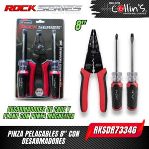 PINZAS PELACABLES 8" CON DESARMADORES RKSDR73346