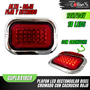 PLAFON RECTANGULAR ROJO CON CACHUCHA GUPLA418CR