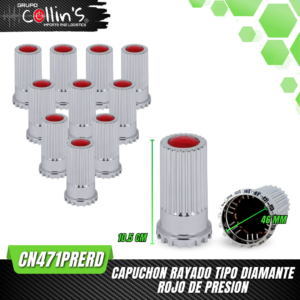 CAPUCHON RAYADO TIPO DIAMANTE ROJO DE PRESION CN471PRERD