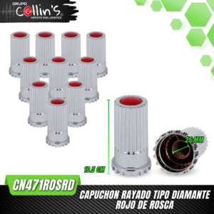 CAPUCHON RAYADO TIPO DIAMANTE ROJO DE ROSCA CN471ROSRD