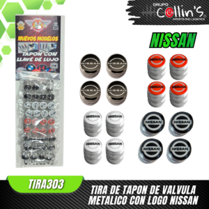 TAPON DE VALVULA METALICO LOGO NISSAN TIRA303