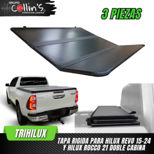 TAPA RIGIDA PARA HILUX REVO 15-24 Y HILUX ROCCO 21 DOBLE CABINA TRIHILUX