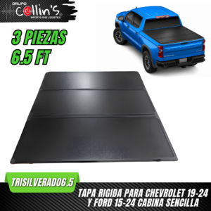 TAPA RIGIDA PARA CHEVROLET 19-25 Y FORD 15-24 CABINA SENCILLA TRISILVERADO6.5
