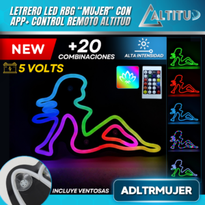LETRERO LED GEL PIXEL "MUJER" RGB ADLTRMUJER