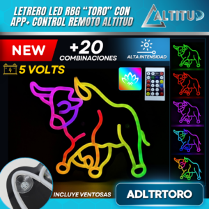 LETRERO LED GEL PIXEL "TORO" RGB ADLTRTORO