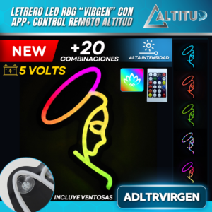 LETRERO LED GEL PIXEL "VIRGEN" RGB ADLTRVIRGEN