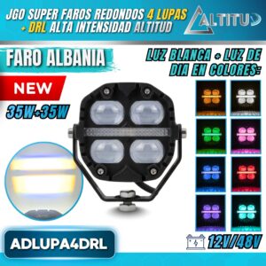 JGO SUPER FAROS REDONDOS 4 LUPAS + DRL ADLUPA4DRL ALTITUD