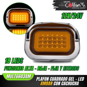 PLAFÓN CUADRADO ÁMBAR CON CACHUCHA MULT6603AM
