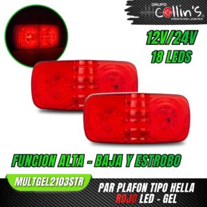 PAR PLAFÓN TIPO HELLA ROJO MULTGEL2103STR