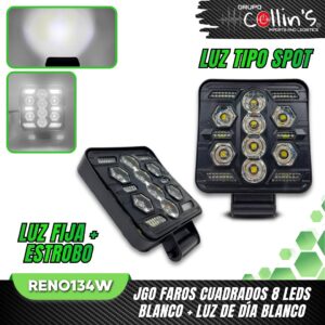 JGO FAROS CUADRADOS 8 LEDS RENO134W