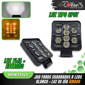 JGO FAROS CUADRADOS 8 LEDS RENO134Y