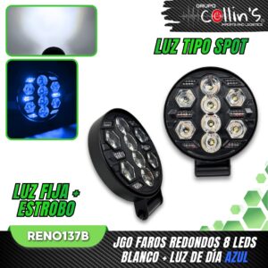 JGO FAROS REDONDOS 8 LEDS RENO137B