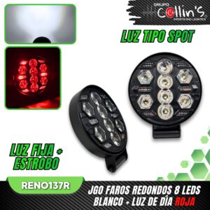 JGO FAROS REDONDOS 8 LEDS RENO137R