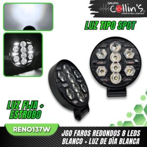 JGO FAROS REDONDOS 8 LEDS RENO137W