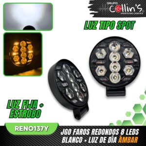 JGO FAROS REDONDOS 8 LEDS RENO137Y