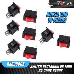 SWITCH RECTANGULAR MINI 3A 250V RADOX RX835065