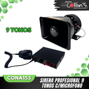 SIRENA PROFESIONAL 9 TONOS CON MICROFONO CONA153