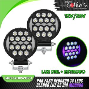 PAR FAROS REDONDO 14 LEDS BLANCO + LUZ DE DÍA GUFL14HR