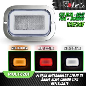 PLAFON RECTANGULAR C/OJO DE ABGEL BISEL CROMO MULT6201