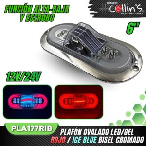 PLAFON OVALADO LED/GEL BISEL CROMADO DISTINTOS COLORES PLA177