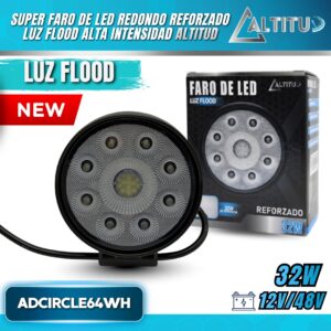 SUPER FARO DE LED REDONDO LUZ FLOOD ALTITUD ADCIRCLE64WH