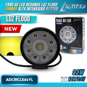 SUPER FARO DE LED REDONDO LUZ FLOOD ALTITUD ADCIRCLE64YL