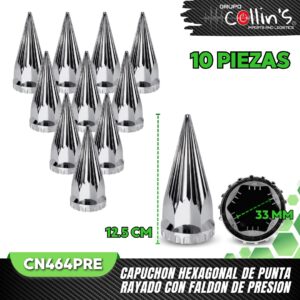 CAPUCHON HEXAGONAL DE PUNTA RAYADO CON FALDON DE PRESION CN464PRE