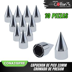 CAPUCHON DE PICO 33MM CROMADO DE PRESION CONA318PRE