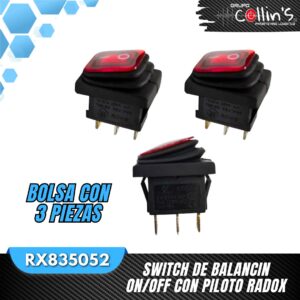 SWITCH DE BALANCIN ON/OFF CON PILOTO RADOX RX835052