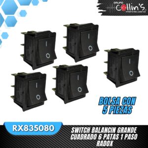 SWITCH BALANCIN GRANDE CUADRADO 6 PATAS 1 PASO RADOX RX835080
