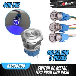 SWITCH DE METAL TIPO PUSH CON PASO RX835305
