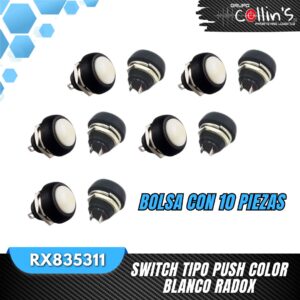 SWITCH TIPO PUSH COLOR BLANCO RADOX RX835311